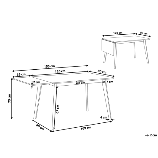Mesa de jantar extensível MEDIO Branco 120155 cm 80 cm