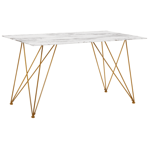 Mesa de jantar KENTON Mármore branco 140 cm 80 cm Vidro de segurança (temperado)