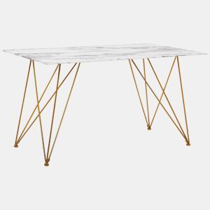 Mesa de jantar KENTON Mármore branco 140 cm 80 cm Vidro de segurança (temperado)