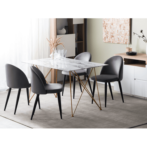 Mesa de jantar KENTON Mármore branco 140 cm 80 cm Vidro de segurança (temperado)