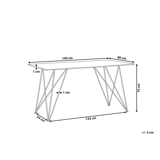 Mesa de jantar KENTON Mármore branco 140 cm 80 cm Vidro de segurança (temperado)