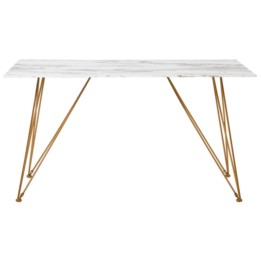 Mesa de jantar KENTON Mármore branco 140 cm 80 cm Vidro de segurança (temperado)