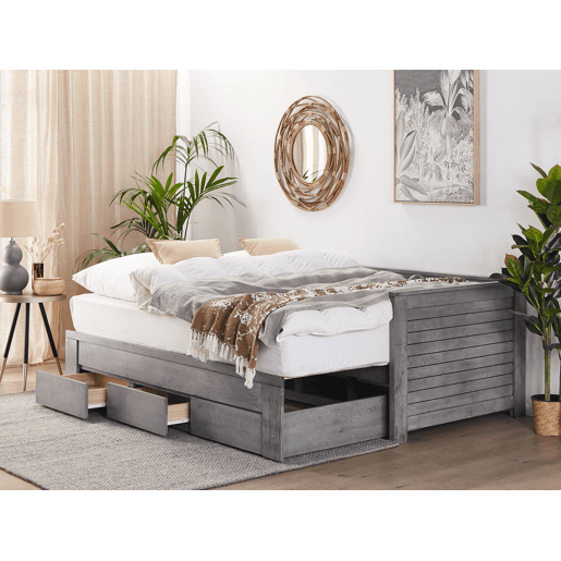 Cama com gavetas de arrumação Madeira CAHORS 90 x 200 cm Cinzento