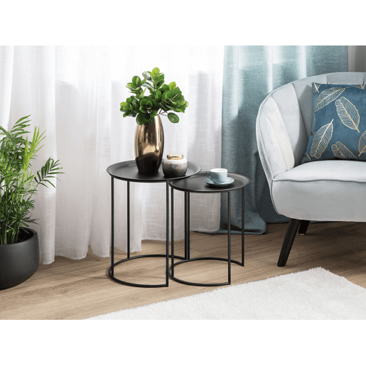 Conjunto de 2 mesas de apoio TWINS Metal Preto