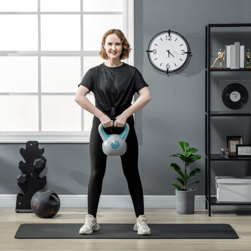 SPORTNOW Kettlebell 10kg Peso Russo com Revestimento de PU e Enchimento de Areia para Treinamento em Casa Ginásio 22x16x26cm Azul e Cinza