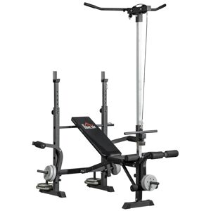 HOMCOM Banco de Pesos Multi Funcional Banco de Musculação Ajustável em 6 Posições para Treinamento de Corpo Inteiro em Ginásio Casa Carga Máxima 150kg 180x134x200cm Prata e Preto