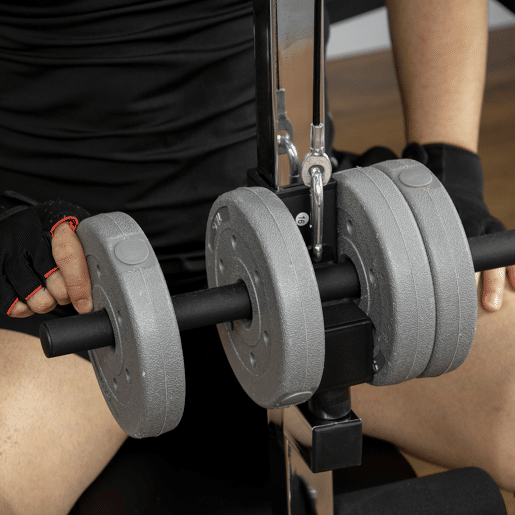 HOMCOM Banco de Pesos Multi Funcional Banco de Musculação Ajustável em 6 Posições para Treinamento de Corpo Inteiro em Ginásio Casa Carga Máxima 150kg 180x134x200cm Prata e Preto