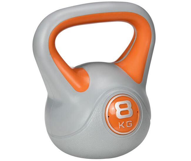 Sportnow pesa rusa 8 kg, kettlebell revestimiento de pu y relleno de arena, mango ancho, para entrenamiento culturismo, en casa, gimnasio, naranja y