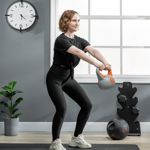 SPORTNOW Kettlebell 8kg Peso Russo com Revestimento de PU e Enchimento de Areia para Treinamento em Casa Ginásio 20x14x24cm Laranja e Cinza
