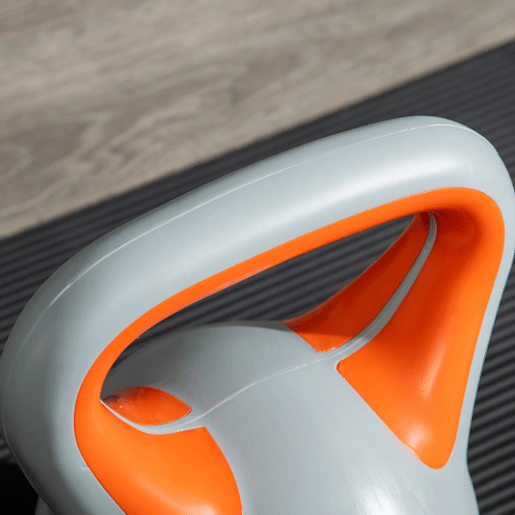 SPORTNOW Kettlebell 8kg Peso Russo com Revestimento de PU e Enchimento de Areia para Treinamento em Casa Ginásio 20x14x24cm Laranja e Cinza