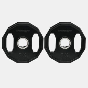 SPORTNOW Conjunto de 2 Discos de Pesos Olímpicos 5 kg Ø24x3,5 cm Ferro Fundido Placas de Pesos com Orifício de 50 mm para Barra Treino Fitness em Casa ou Ginásio Preto