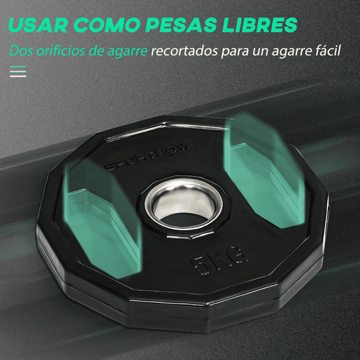 SPORTNOW Conjunto de 2 Discos de Pesos Olímpicos 5 kg Ø24x3,5 cm Ferro Fundido Placas de Pesos com Orifício de 50 mm para Barra Treino Fitness em Casa ou Ginásio Preto
