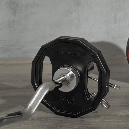 SPORTNOW Conjunto de 2 Discos de Pesos Olímpicos 5 kg Ø24x3,5 cm Ferro Fundido Placas de Pesos com Orifício de 50 mm para Barra Treino Fitness em Casa ou Ginásio Preto