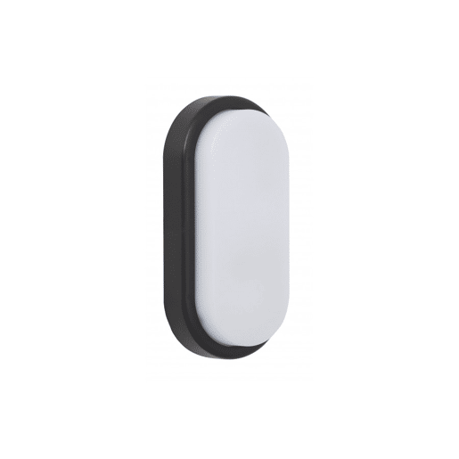 candeeiro de parede exterior em policarbonato cor preta série surf exterior 19,9cm