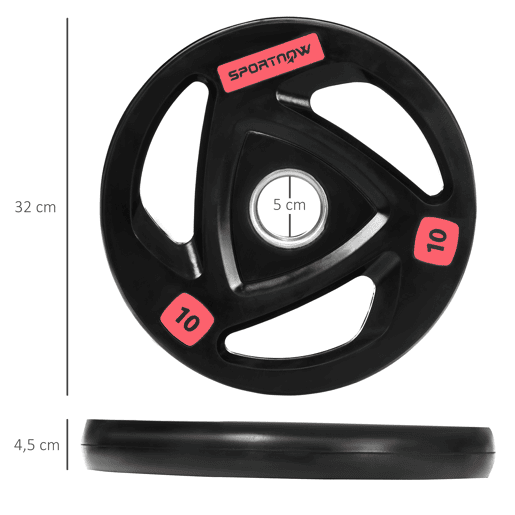 SPORTNOW Conjunto de 2 Discos de Pesos Olimpicos 10kg Ferro Fundido Placas de Peso Revestido em Borracha com Orifício de 5cm para Treinamento Fitness em Ginásio Casa Ø32x4cm Preto SPORTNOW Conjunto de 2 Discos de Pesos Olimpicos 10kg Ferro Fundido Placas de Peso Revestido em Borracha com Orifício de 5cm para Treinamento Fitness em Ginásio Casa Ø32x4cm Preto