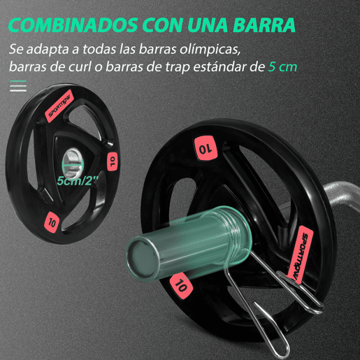 SPORTNOW Conjunto de 2 Discos de Pesos Olimpicos 10kg Ferro Fundido Placas de Peso Revestido em Borracha com Orifício de 5cm para Treinamento Fitness em Ginásio Casa Ø32x4cm Preto SPORTNOW Conjunto de 2 Discos de Pesos Olimpicos 10kg Ferro Fundido Placas de Peso Revestido em Borracha com Orifício de 5cm para Treinamento Fitness em Ginásio Casa Ø32x4cm Preto