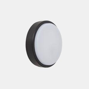 candeeiro de parede exterior em policarbonato cor preta série surf exterior 16cm