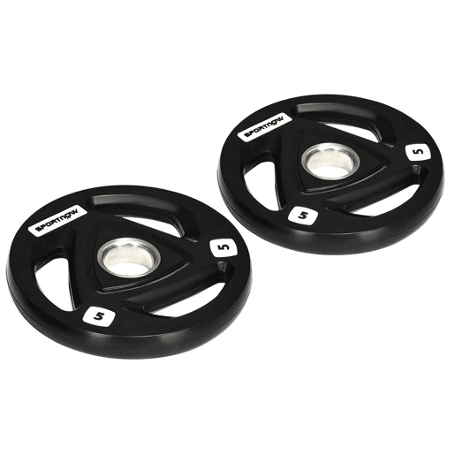 SPORTNOW Conjunto de 2 Discos de Pesos Olimpicos 5kg Ferro Fundido Placas de Peso Revestido em Borracha com Orifício de 5cm para Treinamento Fitness em Ginásio Casa Ø24x3,5 cm Preto