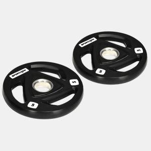 SPORTNOW Conjunto de 2 Discos de Pesos Olimpicos 5kg Ferro Fundido Placas de Peso Revestido em Borracha com Orifício de 5cm para Treinamento Fitness em Ginásio Casa Ø24x3,5 cm Preto