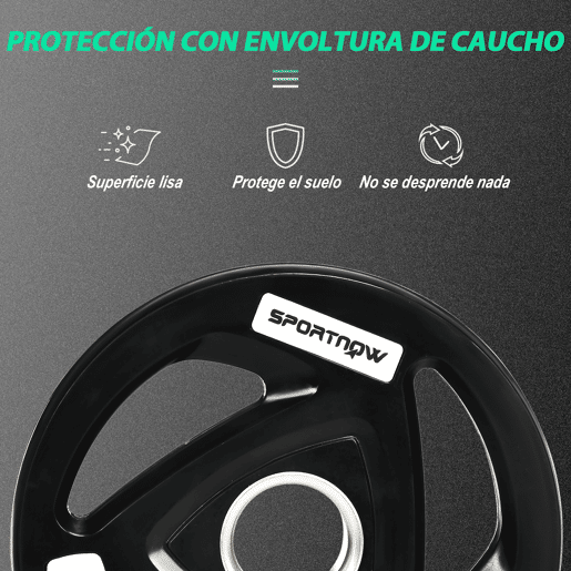 SPORTNOW Conjunto de 2 Discos de Pesos Olimpicos 5kg Ferro Fundido Placas de Peso Revestido em Borracha com Orifício de 5cm para Treinamento Fitness em Ginásio Casa Ø24x3,5 cm Preto