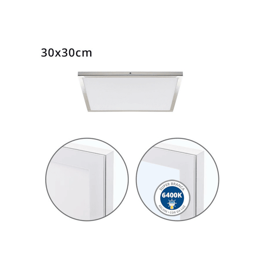 painel de led quadrado alumínio cor níquel série voltaire 30cm