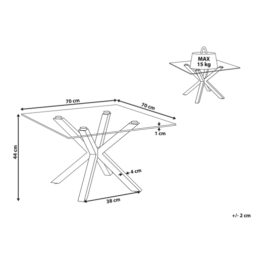 Mesa de centro STARLIGHT Vidro de segurança (temperado) Prateado