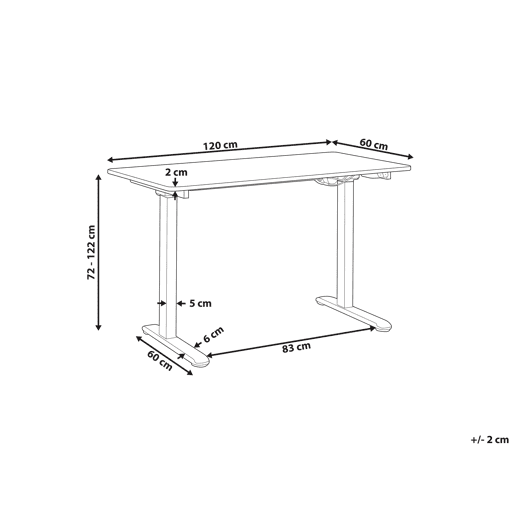 Secretária de pé ajustável eletricamente GRIFTON Branco 120 cm 60 cm