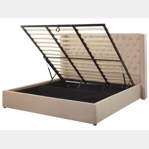 Cama baú Veludo LUBBON 180 x 200 cm Creme