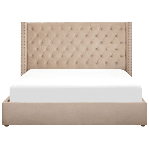 Cama baú Veludo LUBBON 180 x 200 cm Creme