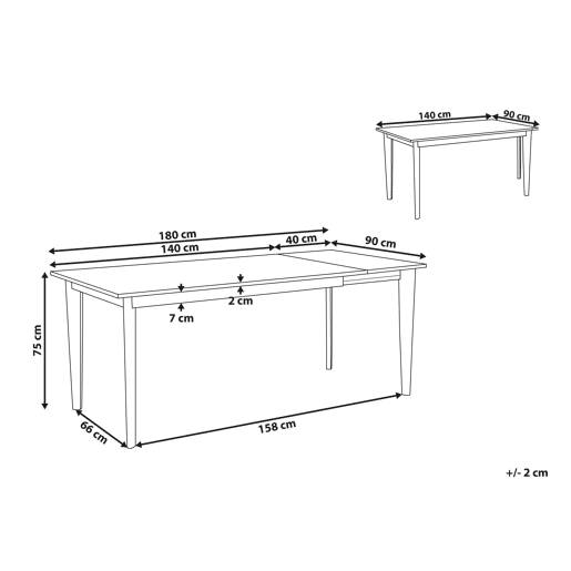 Mesa de jantar extensível SOLA Branco 140180 cm 90 cm