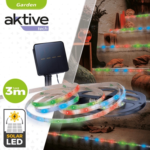 Tiras de LED solares multicoloridas autoadesivas Aktive