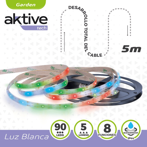 Tiras de LED solares multicoloridas autoadesivas Aktive