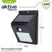 Aplique luz solar 8 led con sensor de movimiento Aktive Tech Aplique luz solar 8 led con sensor de movimiento Aktive Tech Negro