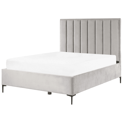 Cama baú Veludo SEZANNE 140 x 200 cm Cinzento claro