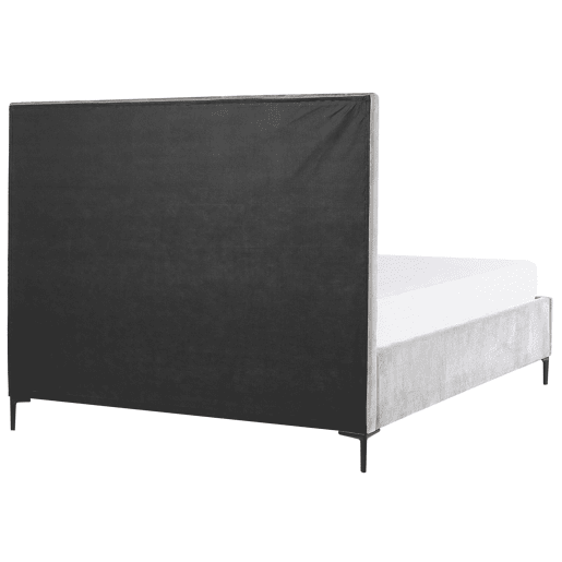 Cama baú Veludo SEZANNE 140 x 200 cm Cinzento claro