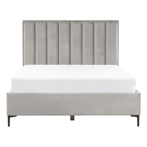 Cama baú Veludo SEZANNE 140 x 200 cm Cinzento claro
