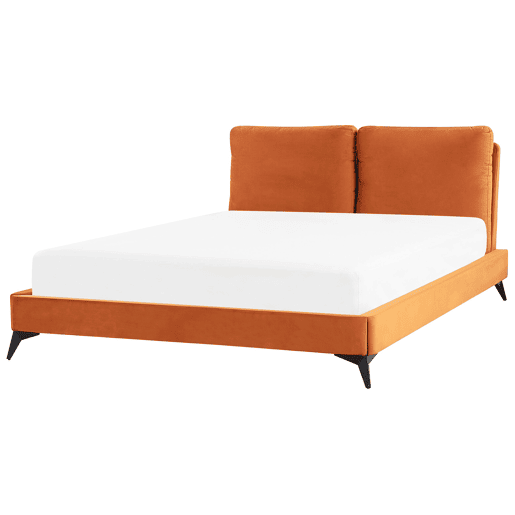 Cama Veludo MELLE 160 x 200 cm Laranja
