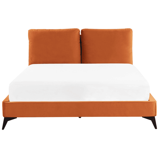 Cama Veludo MELLE 160 x 200 cm Laranja