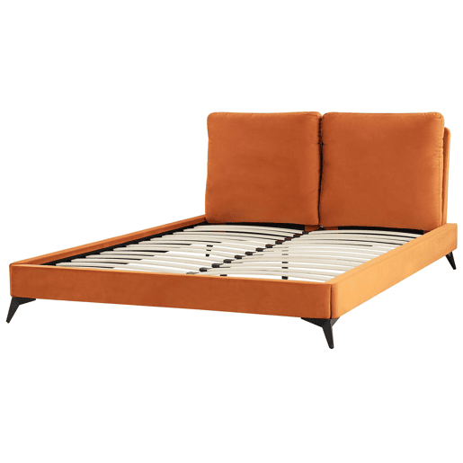 Cama Veludo MELLE 160 x 200 cm Laranja