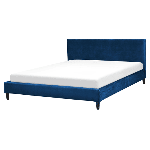 Cama Veludo FITOU 160 x 200 cm Azul escuro