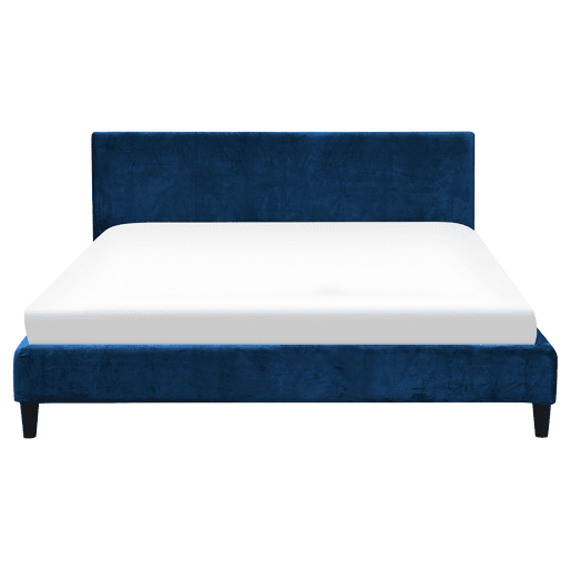 Cama Veludo FITOU 160 x 200 cm Azul escuro