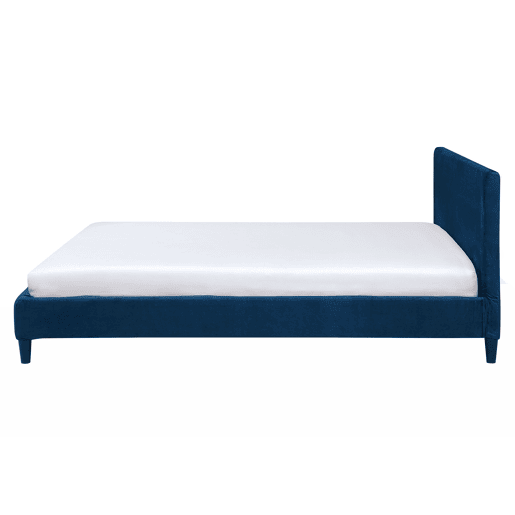 Cama Veludo FITOU 160 x 200 cm Azul escuro