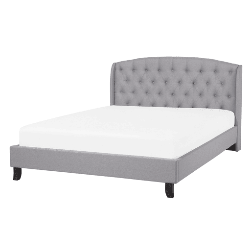Cama Tecido BORDEAUX 140 x 200 cm Cinzento claro