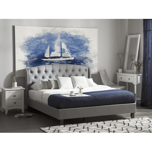 Cama Tecido BORDEAUX 140 x 200 cm Cinzento claro