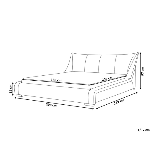 Cama de água Tecido NANTES 180 x 200 cm Cinzento claro