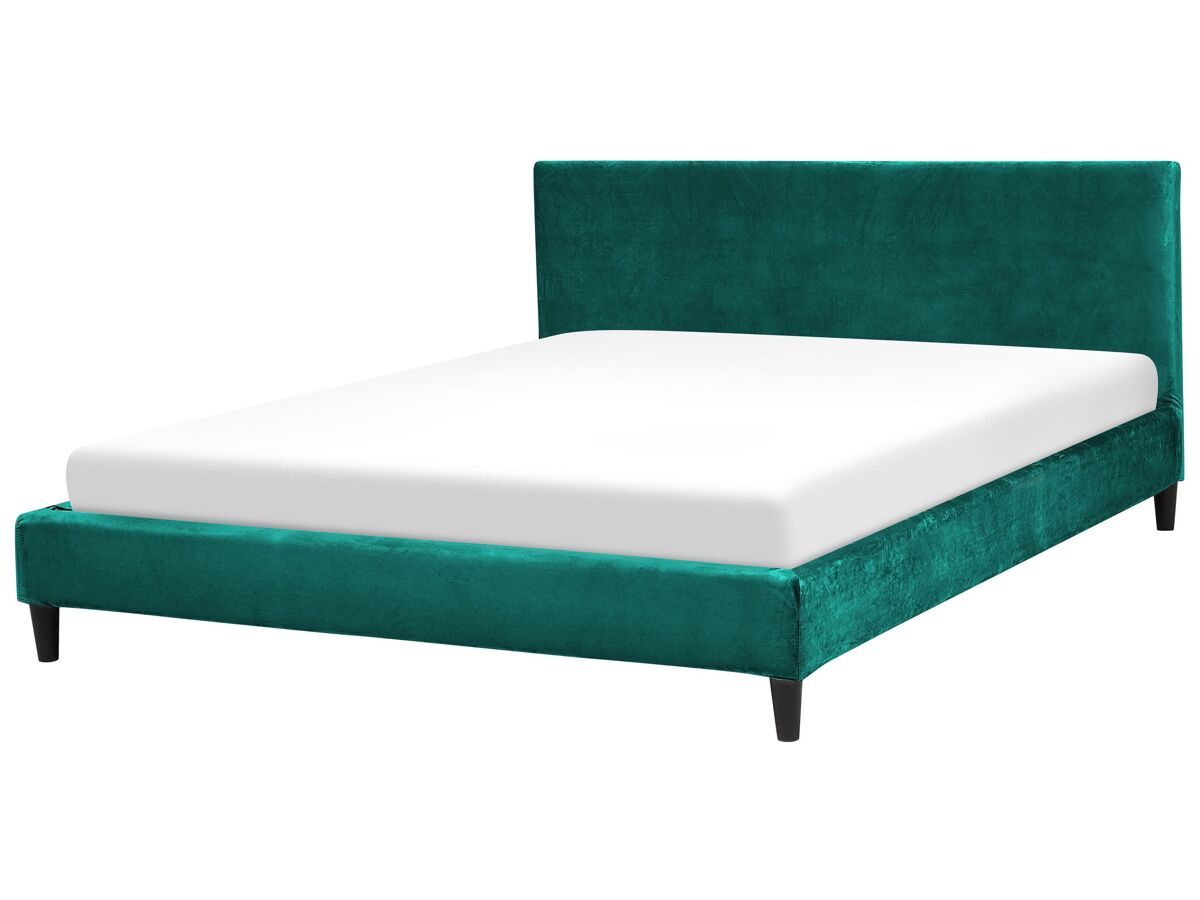 Beliani Cama Terciopelo FITOU 190x214 Verde Oscuro
