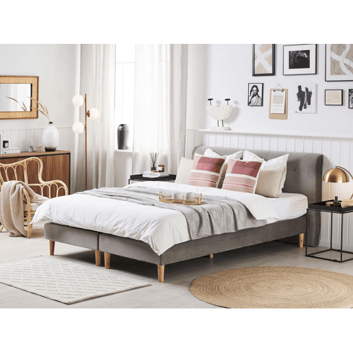 Cama continental Veludo MARQUISE 180 x 200 cm Cinzento