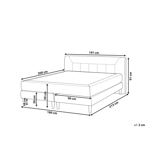 Cama continental Veludo MARQUISE 180 x 200 cm Cinzento