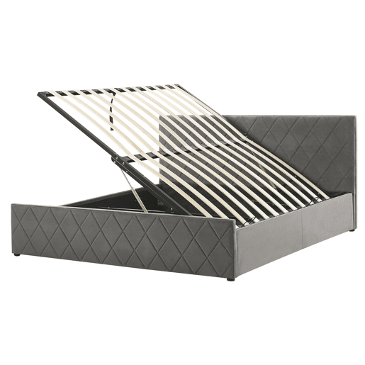 Cama baú Veludo ROCHEFORT 160 x 200 cm Cinzento