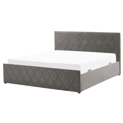 Cama baú Veludo ROCHEFORT 160 x 200 cm Cinzento